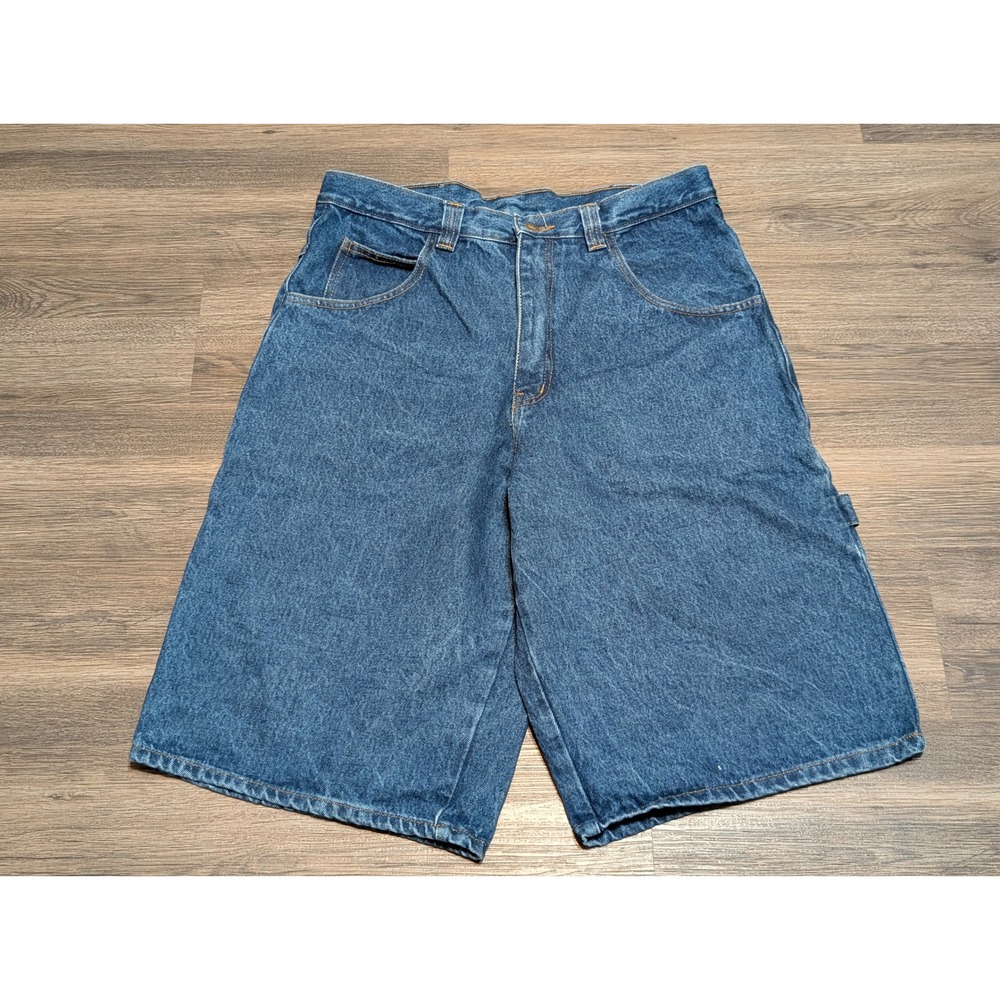 Guess Vintage 90s Baggy Fit Denim‎ Carpenter Shorts Size 34 Blue Jorts